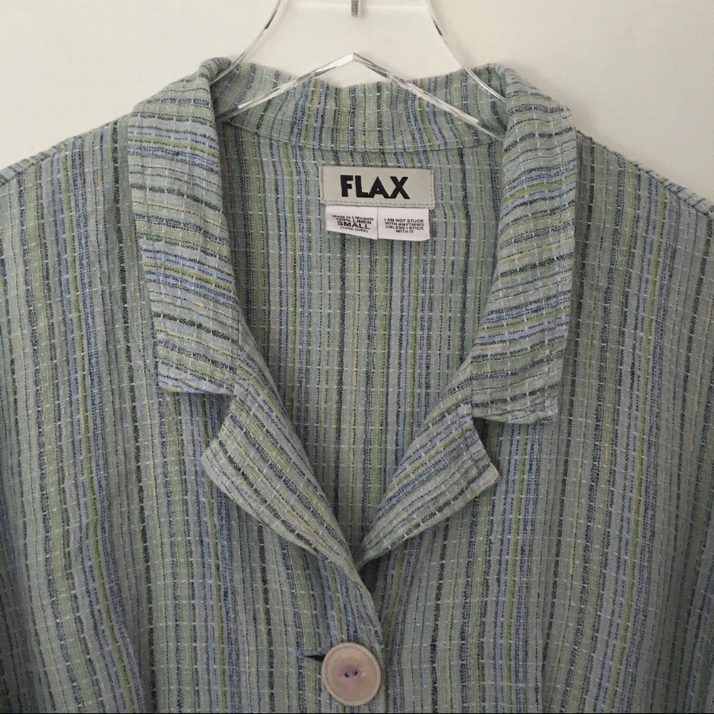 Flax Striped Unstructured Linen 3-Button Blazer J… - image 2